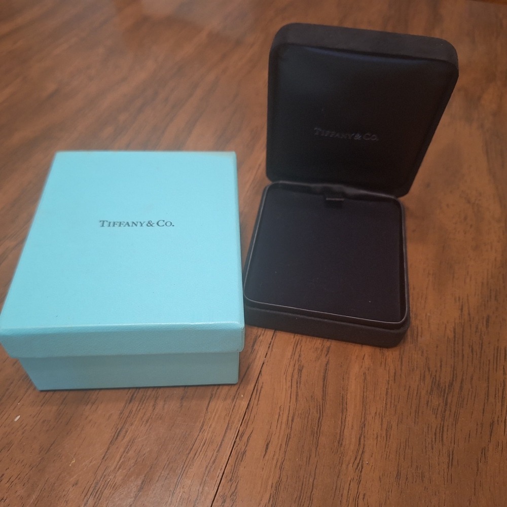 Tiffany & Co. Black Velvet Necklace Case and Blue Box (Empty)
